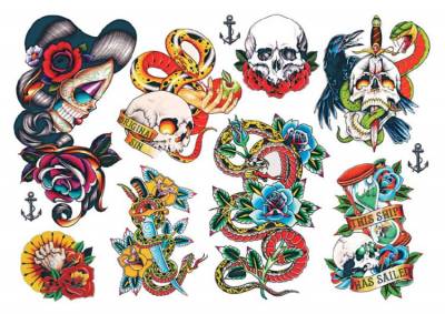 1xA4 Sheet Vintage Tattoos 8 Me